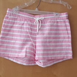 Jcrew pink and white striped shorts